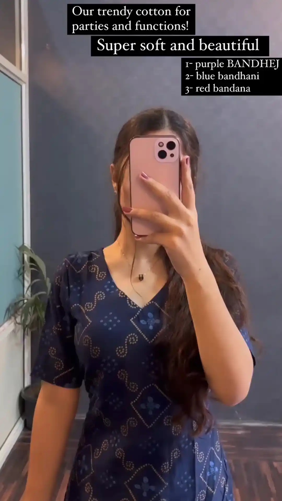 Soft Blue Cotton Bandhani Printed Kurti.png